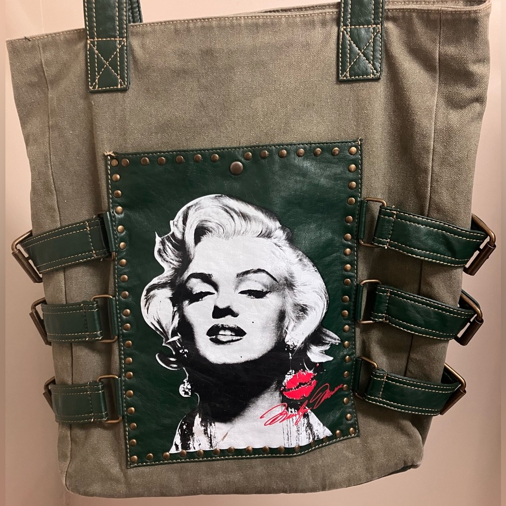 STUNNINNG MARYLIN MONROE PRINT TOTE GREEN AMAZING by ASHLEY M artist